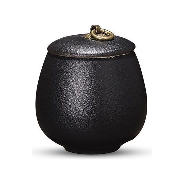 Urna Luxe Mini 170 Ml In Ceramica - Nero Opaco - Per Ceneri Umane E Animali - Urna Decorativa-image