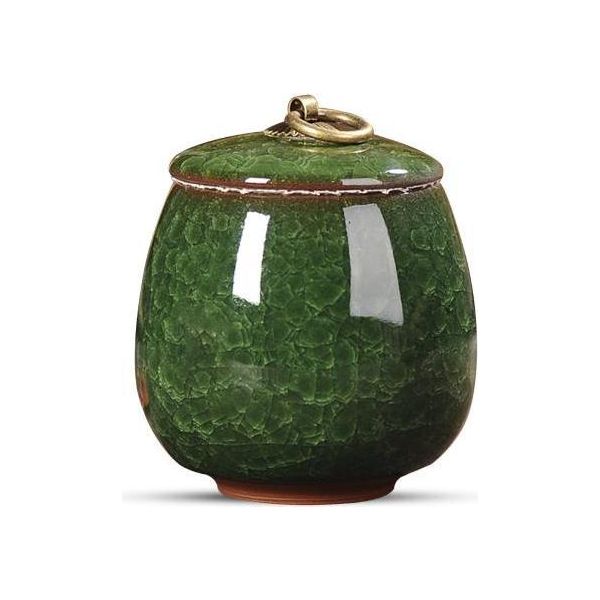 Mini Urna Luxe 170 Ml In Ceramica Per Persone E Animali Domestici - Urna Decorativa Verde Per La Conservazione Delle Ceneri-image