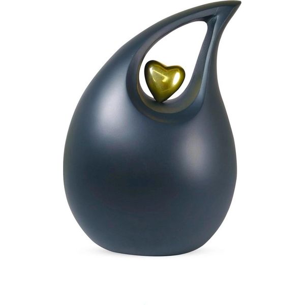 Urna A Goccia Xxl Da 3,65 Litri In Alluminio - Elegante Urna Per Ceneri Umane E Animali - Nero Opaco-image