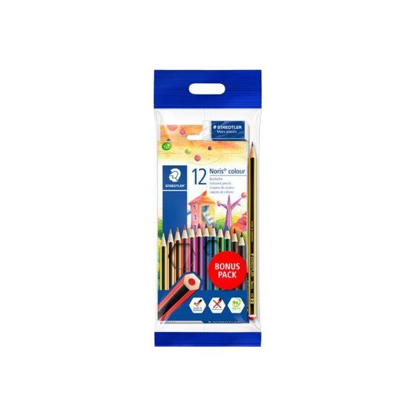 Buntstifte Staedtler Noris® Colour 185, Hb, 6-Kant, Rutschfest & Bruchfest, Pefc®-Zertifiziertes Wopex-Material, Farbsortiert, 12 StüCk-image