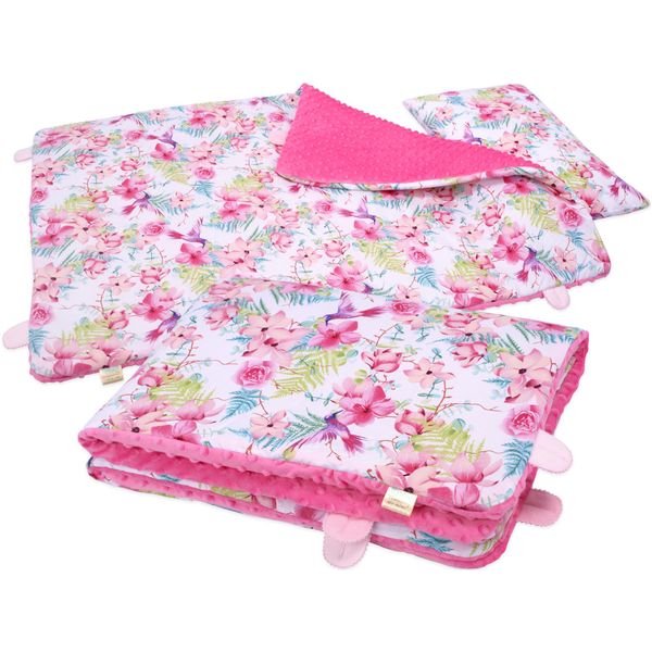Set Di Biancheria Da Letto Per Bambini In Cotone/Minky 135X100 Cm, Isolato Bobo - Fiori Rosa-image