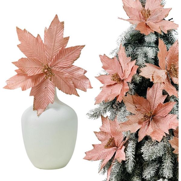 Stella Di Natale Rosa Su Plettro - Fiori Dell'albero Di Natale 29 Cm-image