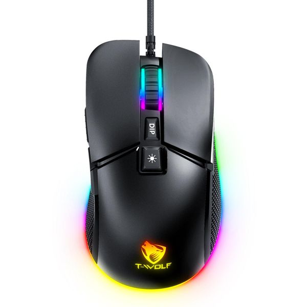 S&T Design Rgb Gaming Mouse Nero Cablato Leggero 13 Modalità Di Luce Rgb Mouse Da Gioco Cablato, 7200 Dpi, Ergonomico, Mouse Ottico, Usb-image