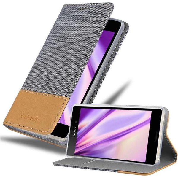 Cadorabo Custodia Per Sony Xperia M4 Aqua Custodia Protettiva In Grigio Custodia Per Cellulare Custodia A Libro Cover-image