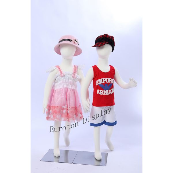 Eurotondisplay R4X2. 2 Manichini Bambino 95Cm Flessibile Corpo Pieghevole Manichino Bambini Manichino Tessuto Cotone Due Manichini Bambino Manichini Finestra-image