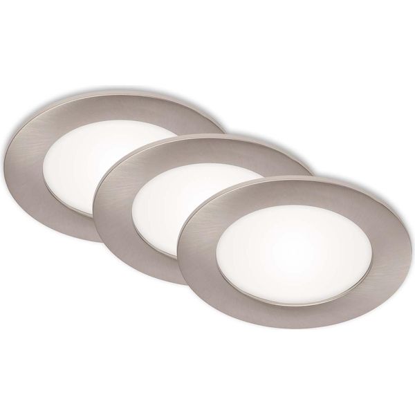 Lampade Da Incasso A Led, Set Da 3, IP44, 7 W, Argento, 4000 K, Plastica, Ø 12 Cm Briloner-image