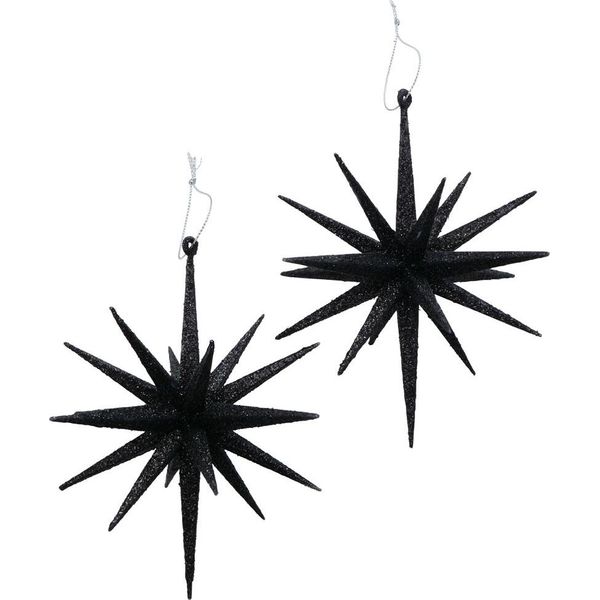 Stella Appendi Decorazioni In Plastica Decorazione Natalizia Nera H 15 Cm Set Di 2-image