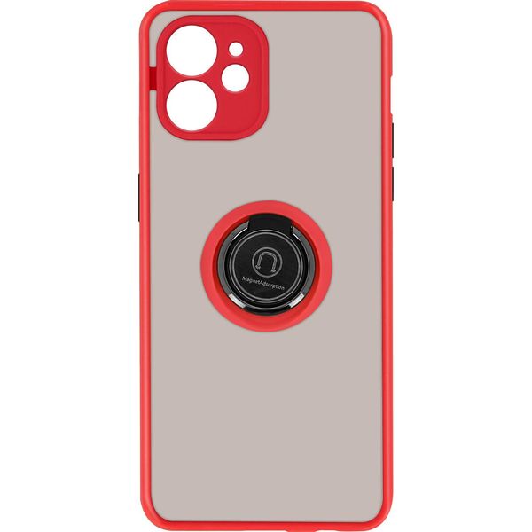 Avizar, Custodia Protettiva Per Iphone 11 Resistente Agli Urti Con Anello Magnetico Design Moderno, Rosso-image