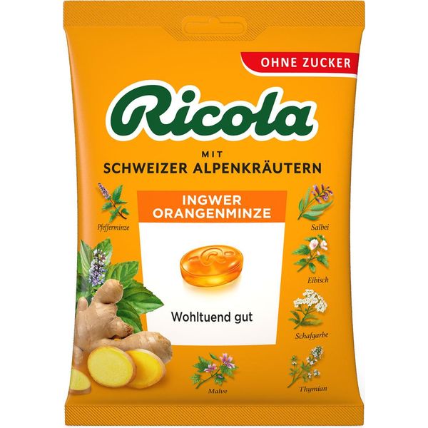 Ricola Zenzero Arancia Menta Con Erbe Alpine Svizzere Senza Zucchero 75G-image