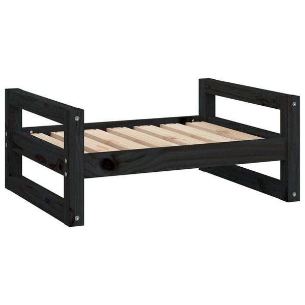 Vidaxl Letto Per Cani Nero 65,5X50,5X28 Cm In Legno Di Pino Massiccio-image