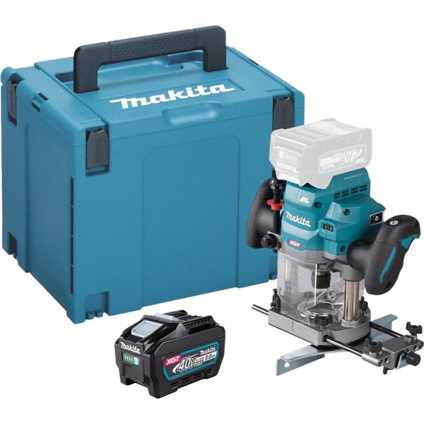 Makita Rp 001 GT101 Fresatrice A Batteria 40 V Max. 12 Mm Brushless + 1X Batteria 5,0 Ah + Makpac - Senza Caricabatterie-image