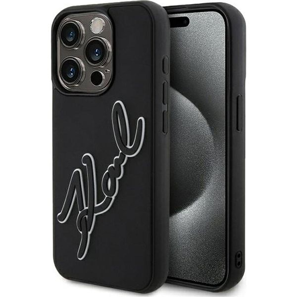 Karl Lagerfeld Klhcp15L3Drksdlk Custodia Rigida Per Iphone 15 Pro 6.1 Czarny/Nero 3D Rubber Signature-image
