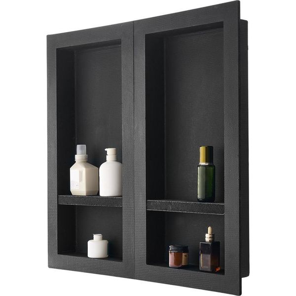 Mensola Doccia A Nicchia A Muro - Mensola Doccia A Nicchia 2 Pezzi - Dimensioni 10,2X40,6X81,3Cm - Organizzatore Doccia Per Bagno-image
