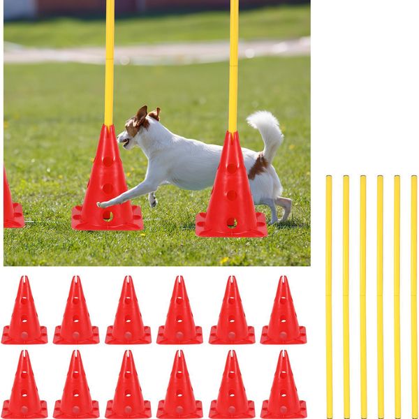 Set Di Ostacoli Tolletour Da 6 Pezzi, Per L'allenamento Della Coordinazione, Ostacoli In Plastica Rossa Regolabili In Altezza Con 12 Coni-image