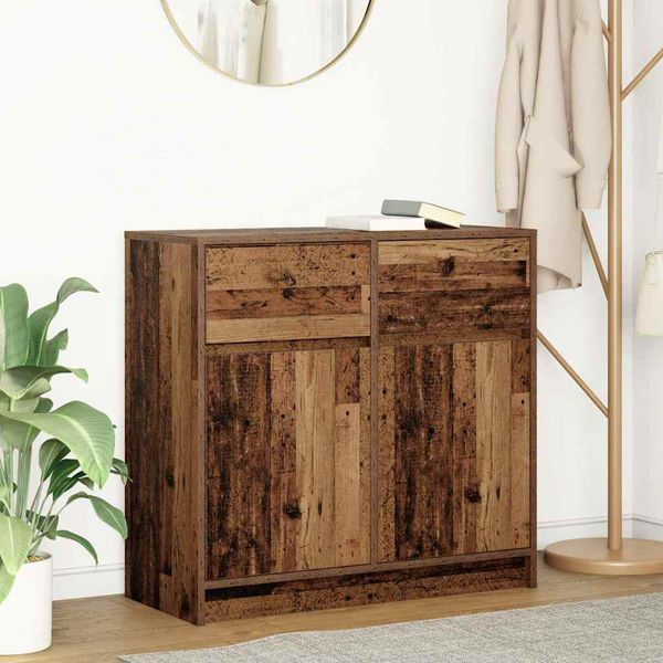 Vidaxl Credenza Con Cassetto In Legno Di Recupero 80X34X76 Cm Materiale A Base Di Legno-image