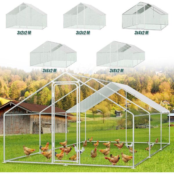 Pollaio Bettizia 3X6X2M Casetta Per Polli Piccolo Recinto Per Animali Ruspanti Recinto Per Animali Piccoli Voliera Recinto Per Polli Ruspanti Gabbia Per Pollame Struttura In Acciaio Zincato Con Tetto-image