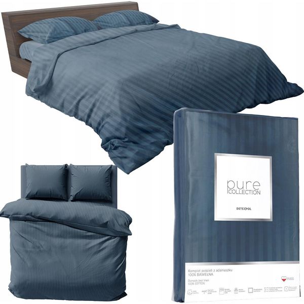 Deco4Home Biancheria Da Letto In Raso Denim | 160X200Cm | Blu-image