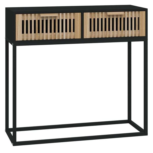 Syfax™ Tavolino Consolle Nero 80X30X75 Cm Legno Multistrato E Ferro-image