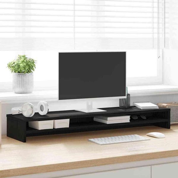 Syfax™ Supporto Per Monitor Rovere Nero 100X24X13 Cm In Legno Agglomerato-image
