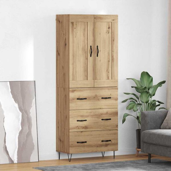 Vidaxl Credenza Rovere Artigianale 69,5 X 34 X 180 Cm Materiale A Base Di Legno-image