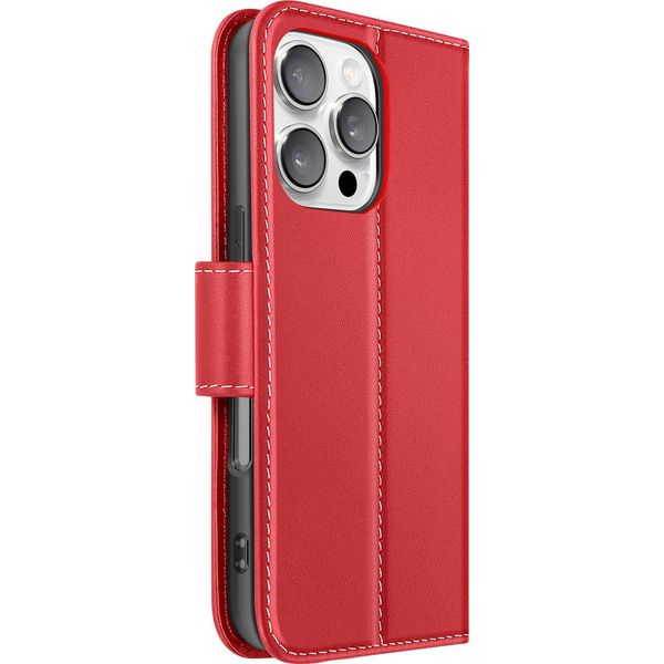 Avizar, Custodia A Portafoglio Per Iphone 16 Pro Max In Pelle Premium Con Funzione Stand, Rosso-image