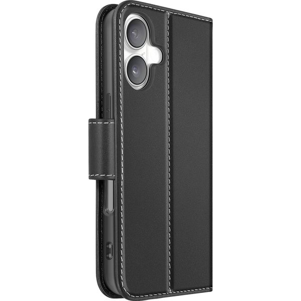 Avizar, Custodia A Portafoglio Per Iphone 16 Plus In Pelle Premium Con Funzione Stand, Nero-image