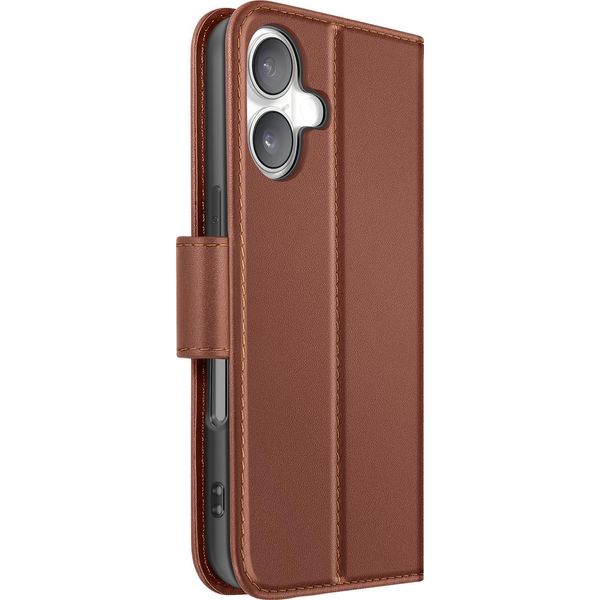 Avizar, Custodia A Portafoglio Per Iphone 16 Plus In Pelle Premium Con Funzione Stand, Marrone-image