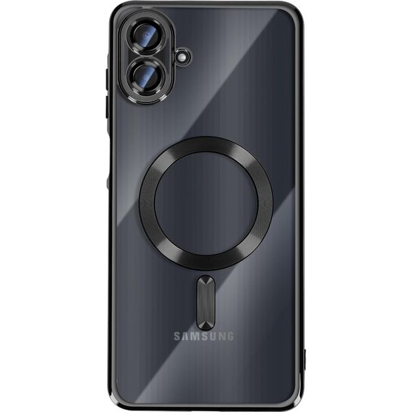 Avizar, Galaxy A07 Magsafe Compatibile Cover Protettiva Cornice Cromata Elegante, Nero-image