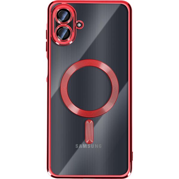 Avizar, Galaxy A07 Magsafe Compatibile Cover Protettiva Cornice Cromata Esclusiva, Rosso-image