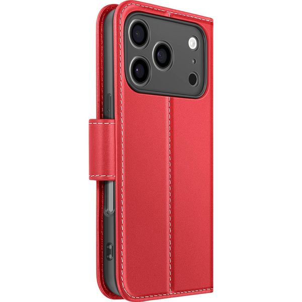 Avizar, Custodia A Portafoglio Per Iphone 17 Pro In Pelle Premium Con Funzione Stand, Rosso-image