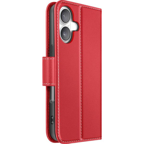 Avizar, Custodia Portafoglio Iphone 16 In Pelle Premium Con Funzione Stand, Rosso-image