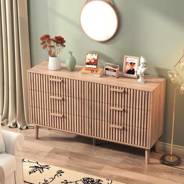 Unboxg Cassettiera Con 6 Cassetti, Cassettiera Per Camera Da Letto, Legno, Cassettiera, Mobile Contenitore Con Cassetti, Per Camera Da Letto, Soggiorno, Corridoio (Legno, 6 Cassetti)-image