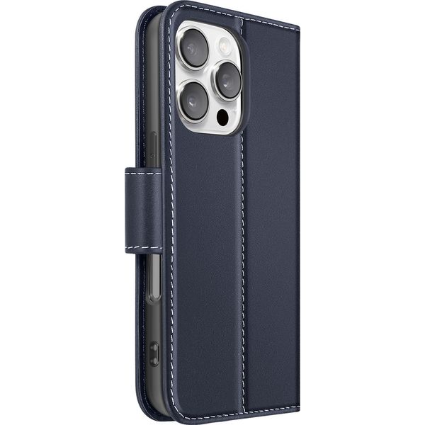 Avizar, Custodia A Portafoglio Per Iphone 16 Pro Max In Pelle Premium Con Funzione Stand, Blu Scuro-image