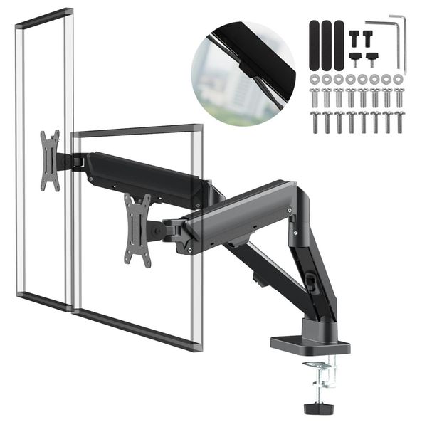 Staffa Per 2 Monitor Maclean Con Molla A Gas 17"-32"" 2-10Kg Nero MC-134"-image