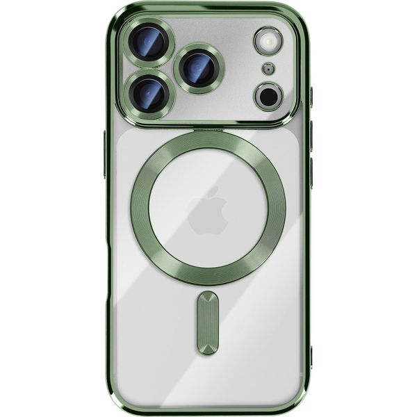 Avizar, Custodia Protettiva Iphone 17 Pro Compatibile Magsafe Con Cornice Cromata Verde-image