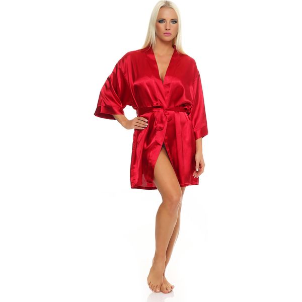Vestaglia Da Donna A Kimono Corto In Raso; Rosso L-image