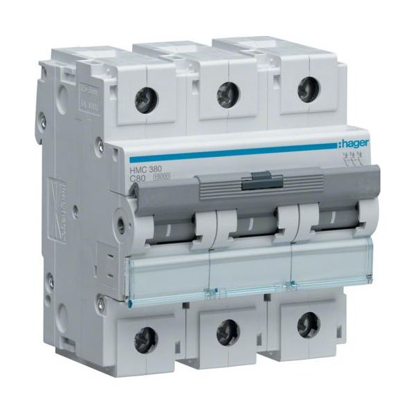 Interruttore Automatico Hager 3P 15Ka C-80A 4,5M HMC380 (HMC380)-image