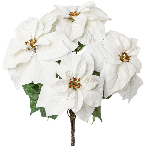 Winterliche Kunstpflanze Creativ Deco "Weihnachtsdeko", Weiß, H:63Cm, Kunststoff, Polyester, Kunstpflanzen, Samt-AusfüHrung-image