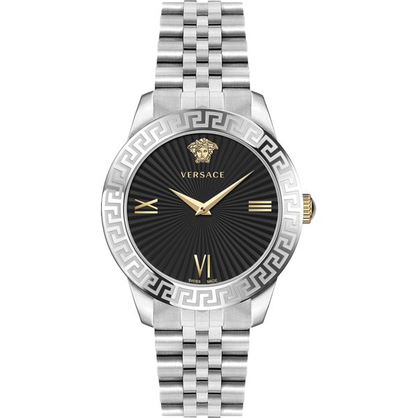 Versace VEVC00419 Greca Signature Lady Orologio Da Donna In Acciaio Inossidabile Nero Argento Nuovo-image