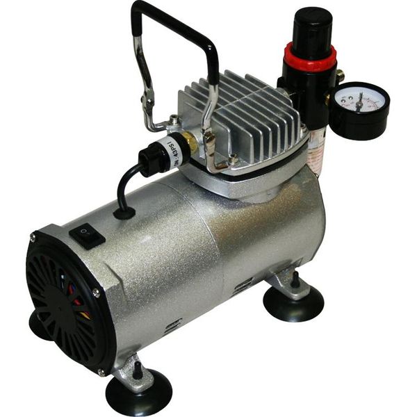 Bc-Elec - TC-20B Mini Compressore Senza Olio Aerografo Silenzioso 0-4 Bar Riduttore Di Pressione Grigio-image