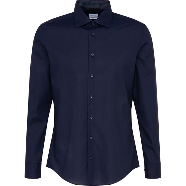 Camicia Da Uomo Seidensticker Business Patch A Maniche Lunghe Kent Slim Fit Blu Navy 37-image