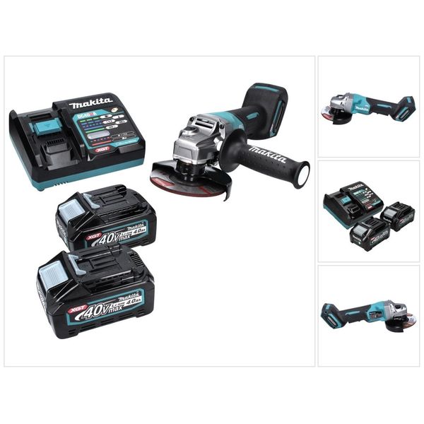 Smerigliatrice Angolare A Batteria Makita Ga 016 GM2 40 V Max. 125 Mm Brushless Xgt + 2X Batteria 4,0 Ah + Caricabatteria-image