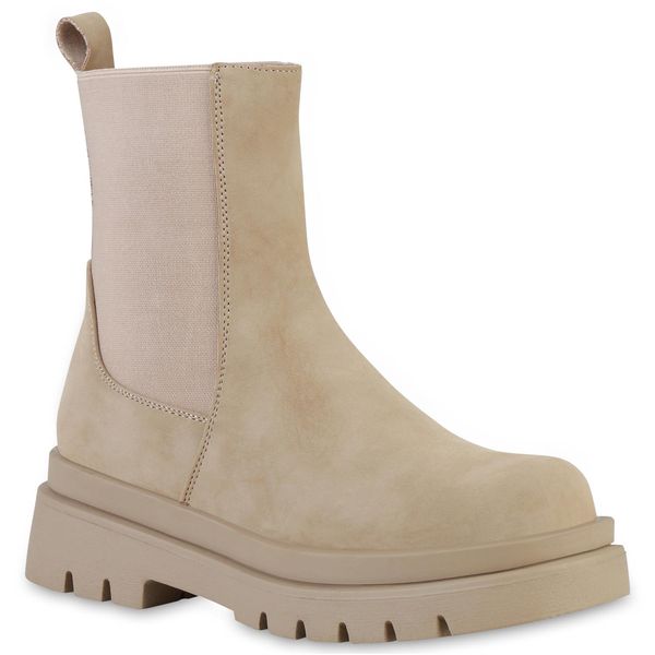 Van Hill Donna Stivali Con Plateau Stivaletti Suola Profilata 837887, Colore: Khaki, Taglia: 36-image