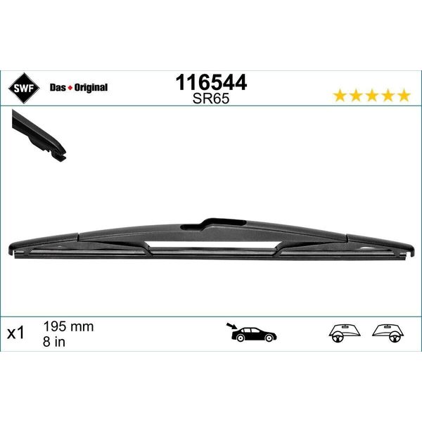 Swf Das Original Tergicristallo Posteriore Per Toyota Auris (NRE15, ZZE15, ADE15, ZRE15, NDE15) 200 Mm-image