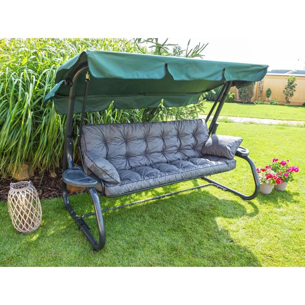 Hobbygarden Cuscino Per Panchina Cuscino Per Panchina Da Giardino Cuscino Per Dondolo Cuscino Per Pavimento Cuscino Per Altalena Da Esterno / Interno - Pola - 180 Cm - Grigio Chiaro-image