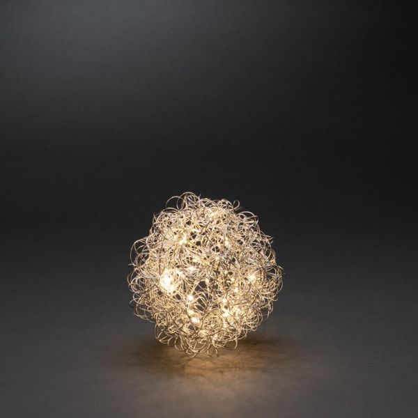Palla Led Konstsmide, 40 Diodi Bianco Caldo, 4,5 V, Per Interni, Cavo Trasparente - 3513-303-image