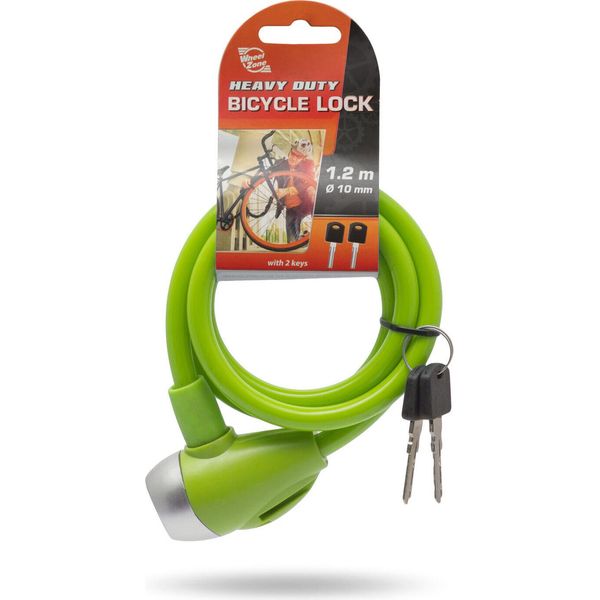 Wheelzone Heavy Duty - Lucchetto Per Bicicletta - 120 Cm - Lucchetto A Catena - Lucchetto Con 2 Chiavi - Lucchetto A Cavo - Serrature - Impermeabile - Verde - 57077GR-image
