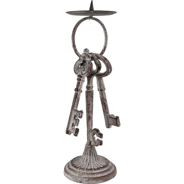 Clayre & Eef Portacandele Chiave 33 Cm Ferro Grigio-image