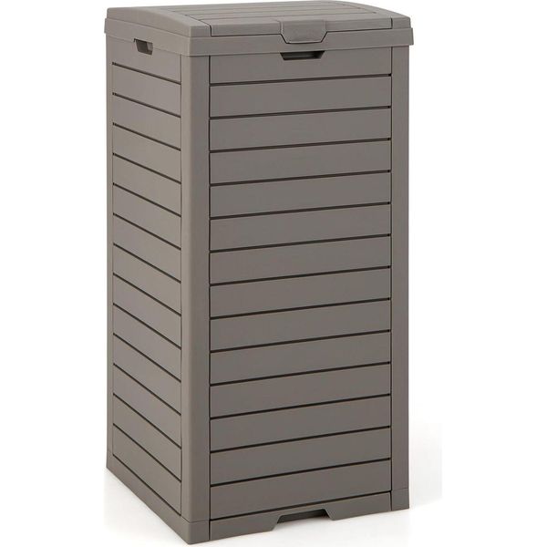 Cestino Per Rifiuti Costway, 118 L, Cestino Per Rifiuti Con Coperchio, Vaschetta Per Liquidi Estraibile E Maniglia, Cestino Per Rifiuti Impermeabile Per Esterni, Cestino Per Rifiuti, 1 Confezione, Marrone-image