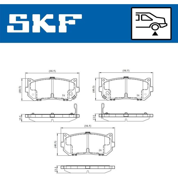 Set Di Pastiglie Freno Posteriori Skf Per Kia Carens Ii (Fj) Vkbp 91137 A-image